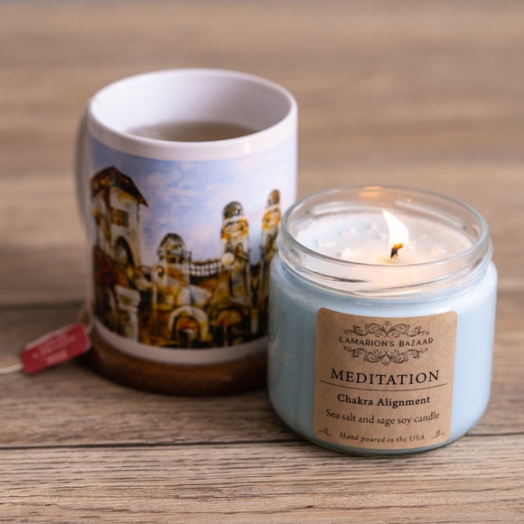 MEDITATION - Sea Salt and Sage - Chakra Alignment with Sea Salt - 100% Soy Wax - Picture 4 of 5